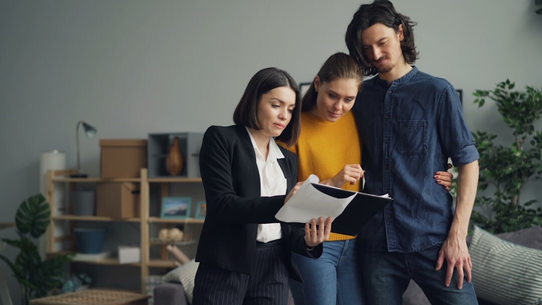 family reviewing insurance documents