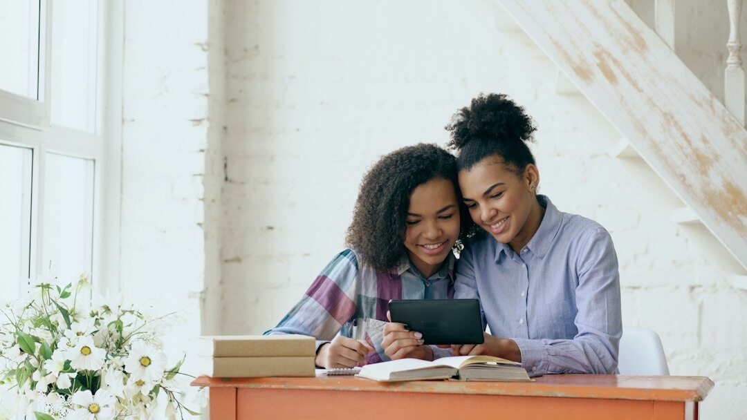 happy couple reviewing documents
