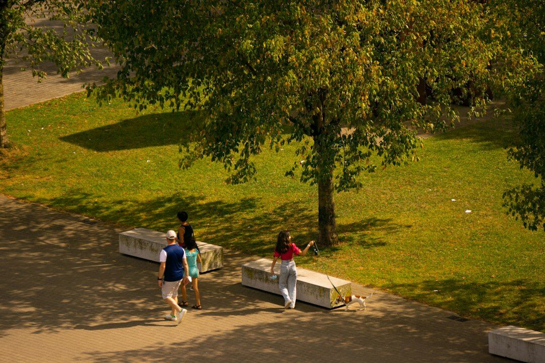 family walking in park